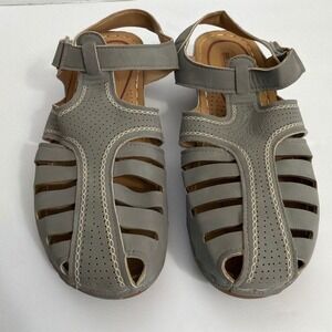 SHIBEVER Women's Blue Grey Comfort Arch Support Wedge Sandals EU 41 / US 10